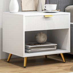 Portland Single Drawer White Bedside Table - thumbnail 1