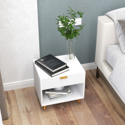 Portland Single Drawer White Bedside Table - thumbnail 4