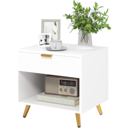 Portland Single Drawer White Bedside Table - thumbnail 2