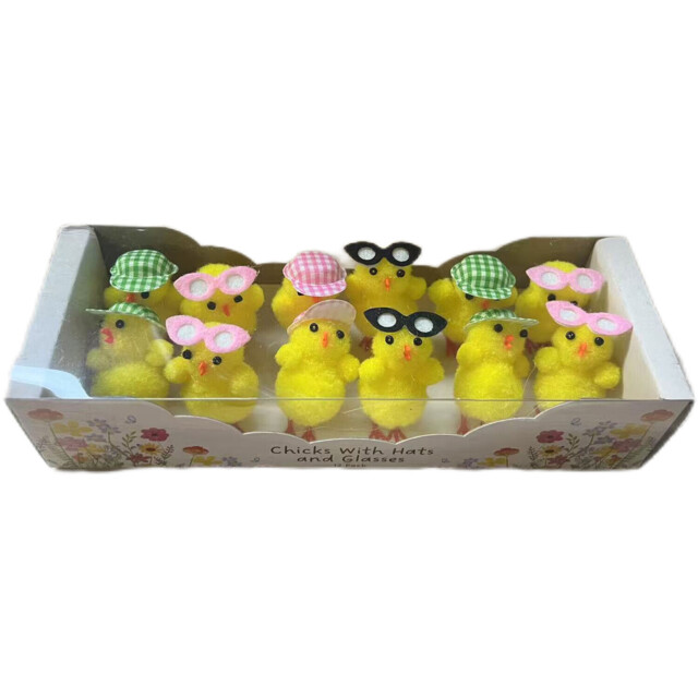 Pack of 12 Hat and Glasses Craft Chicks Yellow - image 1