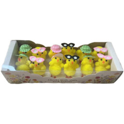 Pack of 12 Hat and Glasses Craft Chicks Yellow - thumbnail 1