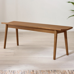 Furniturebox Lymington Walnut Effect 2 Seater Solid Wood Large Dining Bench - thumbnail 1