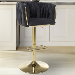 Shankar Bellaire Black Brushed Velvet Bar Stool