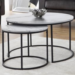 Julian Bowen Bellini White Marble Round Nest of Tables Set of 2