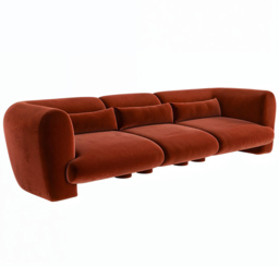 SOLACE+CO Maddox Orange 4 Seater Velvet Sofa - thumbnail 2