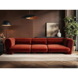 SOLACE+CO Maddox Orange 4 Seater Velvet Sofa - thumbnail 4