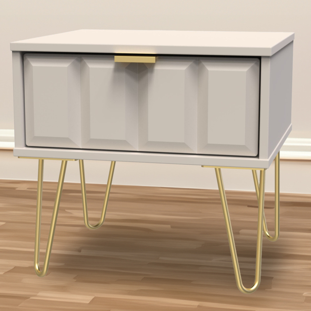 Crowndale Cube Single Drawer Matt Kashmir Bedside Table - image 1