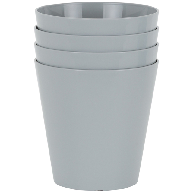 Wham Studio Cool Grey Round Plastic Planter 16cm 4 Pack - image 1