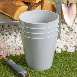 Wham Studio Cool Grey Round Plastic Planter 16cm 4 Pack - thumbnail 2