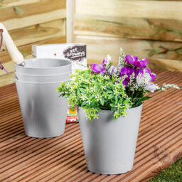 Wham Studio Cool Grey Round Plastic Planter 16cm 4 Pack - thumbnail 4