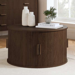 Birlea Axel 4 Sliding Door Walnut Fluted Round Coffee Table