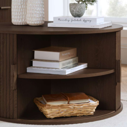 Birlea Axel 4 Sliding Door Walnut Fluted Round Coffee Table - thumbnail 4