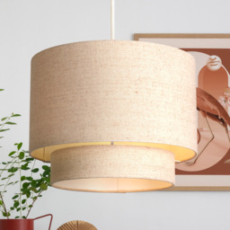 Lighting Collection Alina 2 Tier Natural Linen Ceiling Shade - thumbnail 2