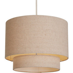 Lighting Collection Alina 2 Tier Natural Linen Ceiling Shade - thumbnail 3