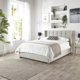 Catherine Lansfield Utopia Small Double Light Silver Velvet Ottoman Wing Bed - thumbnail 4