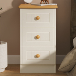Crowndale Warwick Cream Ash and Oak 3 Drawer Bedside Cabinet