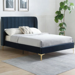 Hyacinth King Ink Velvet Bed Frame