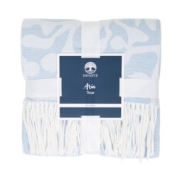 Aria Jacquard Foliage Throw Blue