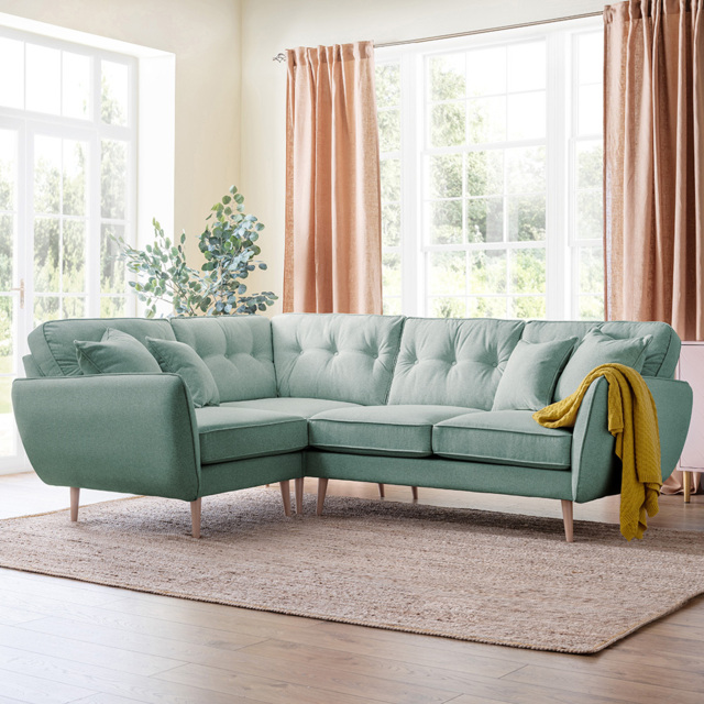 Opry Faro 4 Seater Button Back Aqua Right Hand Corner Sofa - image 1