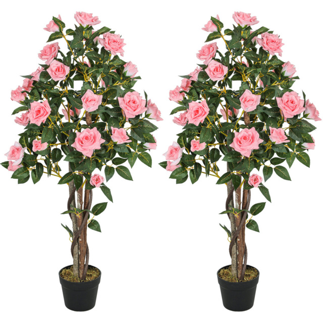Portland Set of 2 Pink Rose Decorative Artificial Plant in Pot - image 1