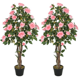 Portland Set of 2 Pink Rose Decorative Artificial Plant in Pot - thumbnail 1