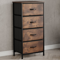 Vida Designs Chorley Rustic Brown Fabric 4 Drawer Chest of Drawer - thumbnail 1