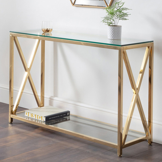Julian Bowen Miami Gold Console Table - image 1