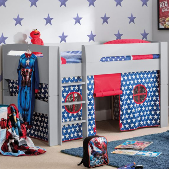 Julian Bowen Pluto Single Grey Mid Sleeper with Blue Star Tent - image 1
