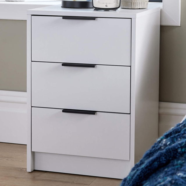 Home Source Phoenix White 3 Drawer Bedside Storage Table - image 1