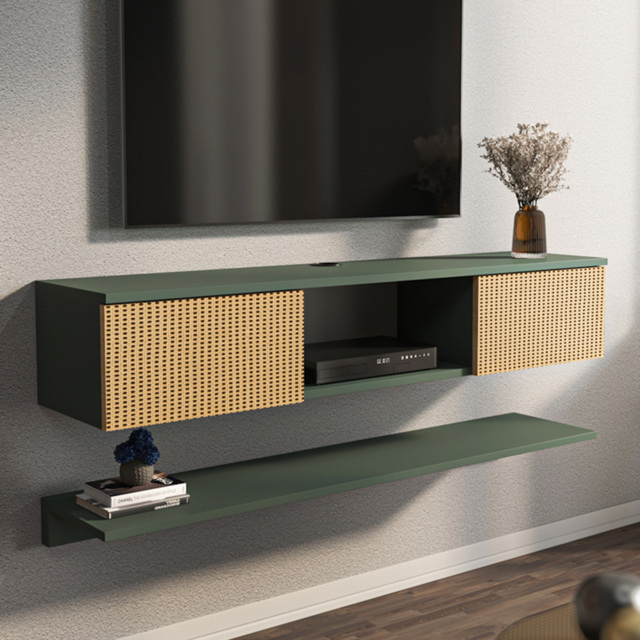 Decorotika Elia Silva Hazeran 2 Door Single Shelf Floating Wide TV Unit with Wall Shelf - image 1