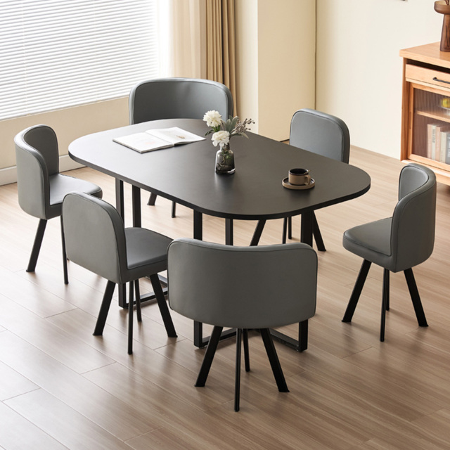 Comfy Living 6 Seater White Square Dining Table Set with Grey Chairs - image 1
