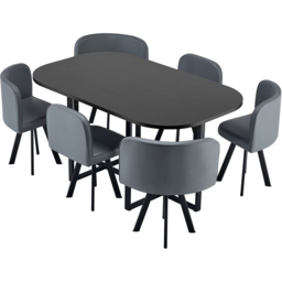 Comfy Living 6 Seater White Square Dining Table Set with Grey Chairs - thumbnail 2