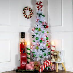The Christmas Workshop Pre-Lit Slim Line Christmas Tree White 6ft - thumbnail 2