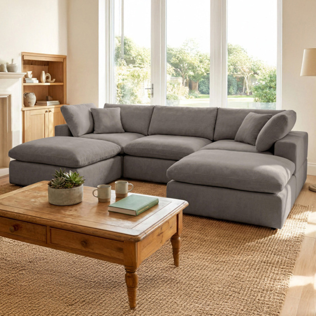 Artemis Home Cotleigh 5 Seater Grey U-Shaped Corner Sofa - image 1