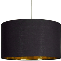 ValueLights Reni Black and Metallic Gold Drum Ceiling Lamp Shade Large