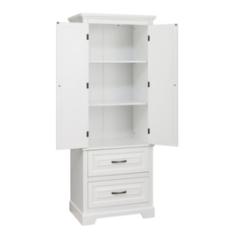 Teamson Home St James White 2 Door 2 Drawer Linen Tower Cabinet - thumbnail 4