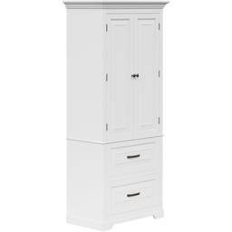 Teamson Home St James White 2 Door 2 Drawer Linen Tower Cabinet - thumbnail 3