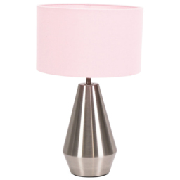 ValueLights Jax Reni Blush Pink and Chrome Drum Shade Touch LED Table Lamp