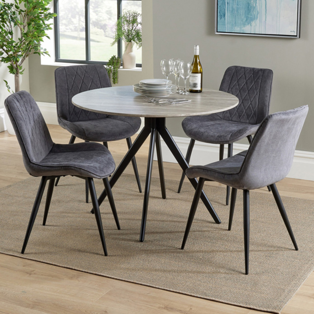 Core Products Aspen Grey Oak 4 Seater Round Dining Set - image 1