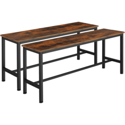 tectake Fairfield Dark Wood Bench Set of 2 - thumbnail 2