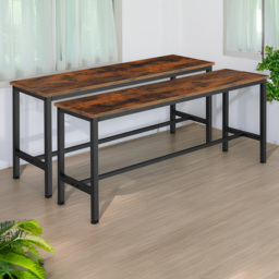 tectake Fairfield Dark Wood Bench Set of 2