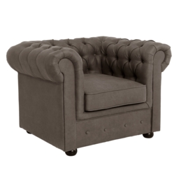 Burton Faux Leather Chesterfield Armchair - Elephant - thumbnail 2