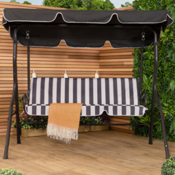 Charles Bentley 3 Seater Grey and White Garden Swing Seat