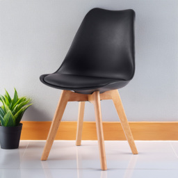 Eva Black Padded Seat Dining Chair Set of 4 - thumbnail 1
