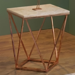 Premier Housewares Allure White and Champagne Geometric Marble Top Rectangular End Table - thumbnail 1