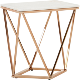 Premier Housewares Allure White and Champagne Geometric Marble Top Rectangular End Table - thumbnail 2