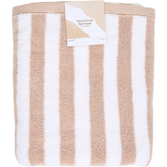 Neutral Stripe Towel Bath Towel - image 1