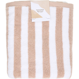 Neutral Stripe Towel Bath Towel - thumbnail 1