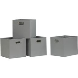 Home Source Large Grey Fabric Cube Storage Box 4 Pack