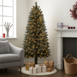 Noel Square Pre-Lit Warm White LED Artificial Half Xmas Tree 4.9ft - thumbnail 2